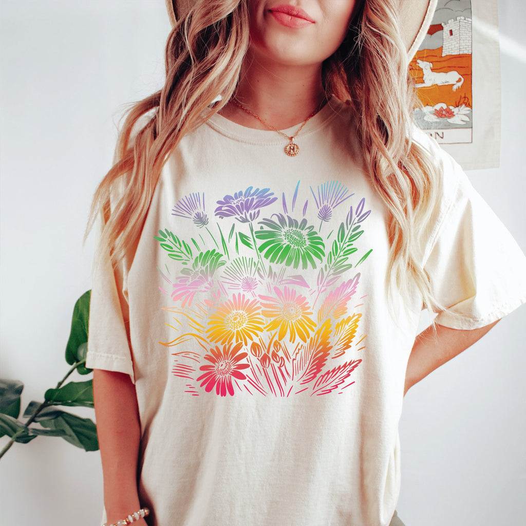 Boho Rainbow Flowers T-Shirt