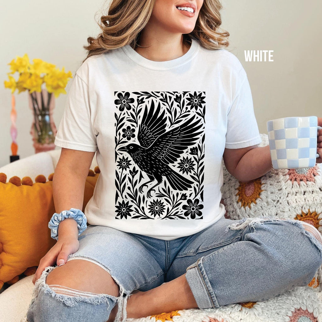 Folklore Crow Lino Print T-shirt