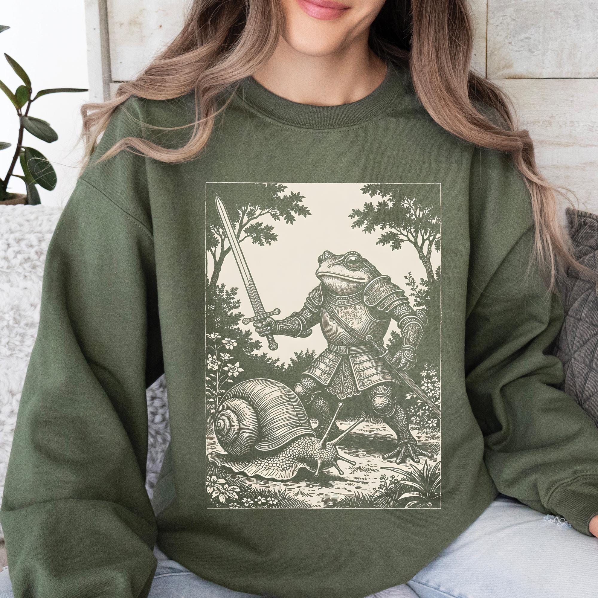 Medieval Tapestry Frog Snail Sweatshirt