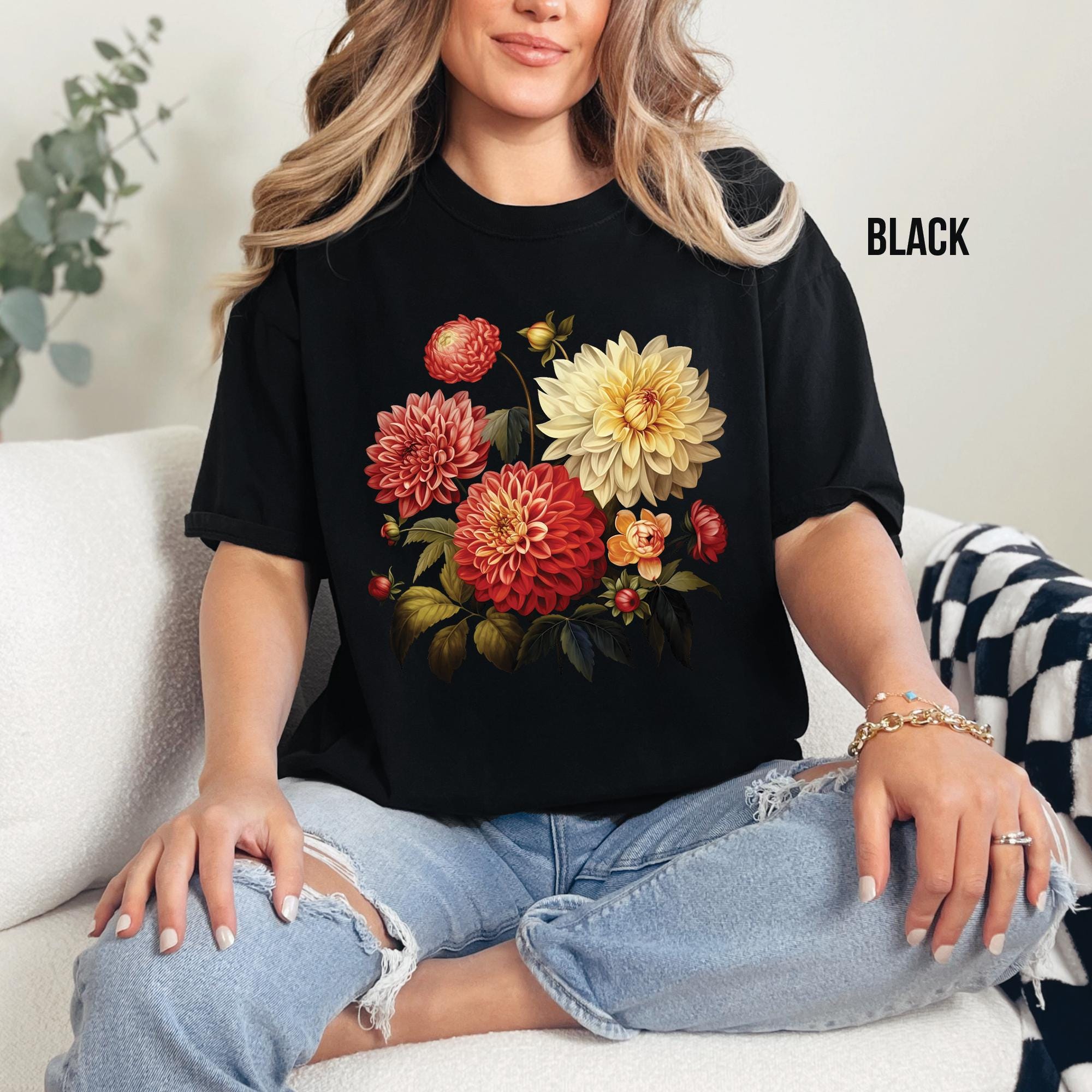 Vintage Dahlias Comfort Colors Shirt