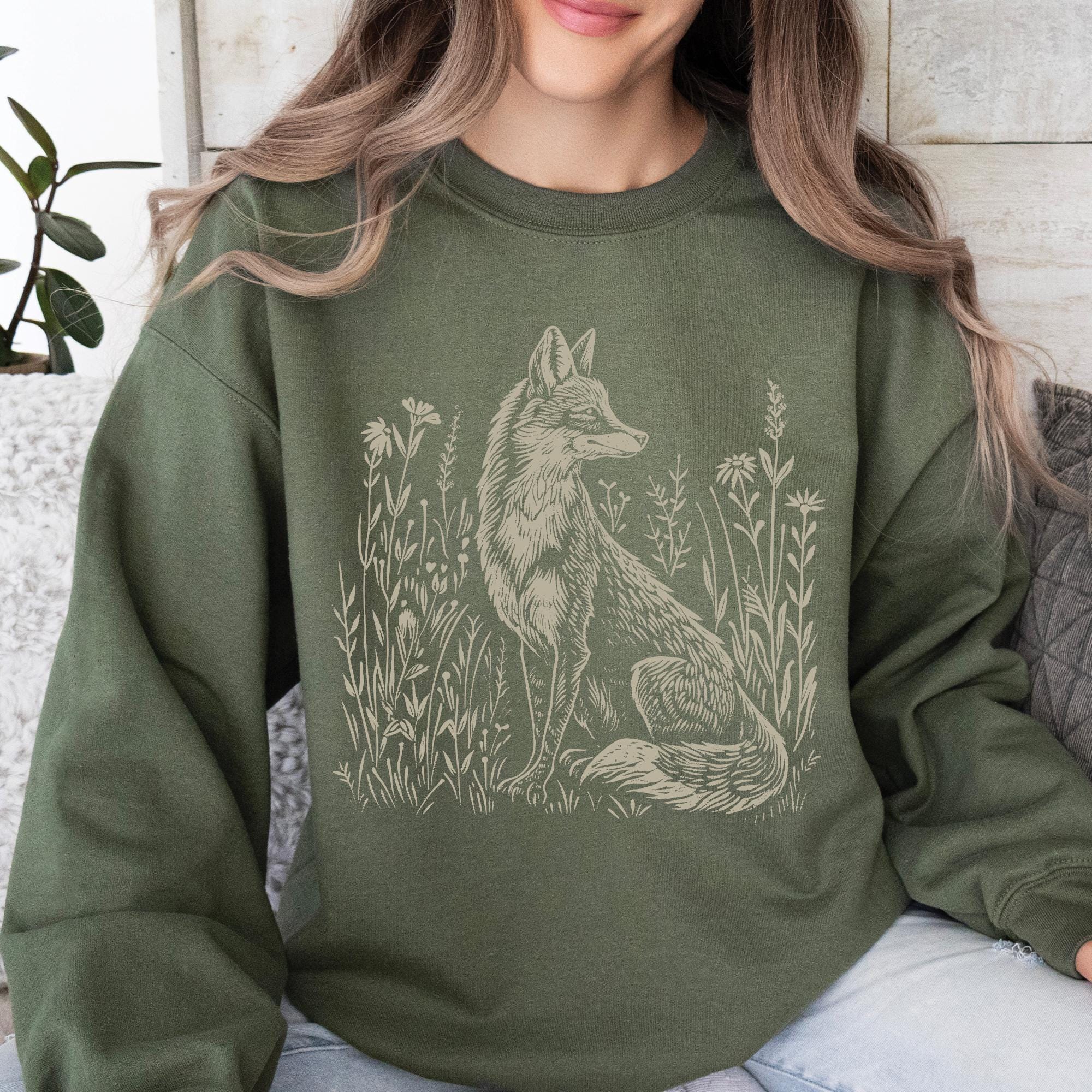 Vintage Woodcut Fox Sweatshirt