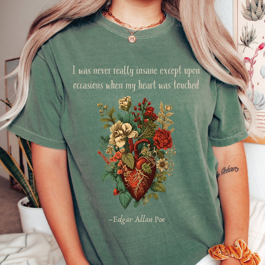 Edgar Allan Poe Floral Heart Shirt