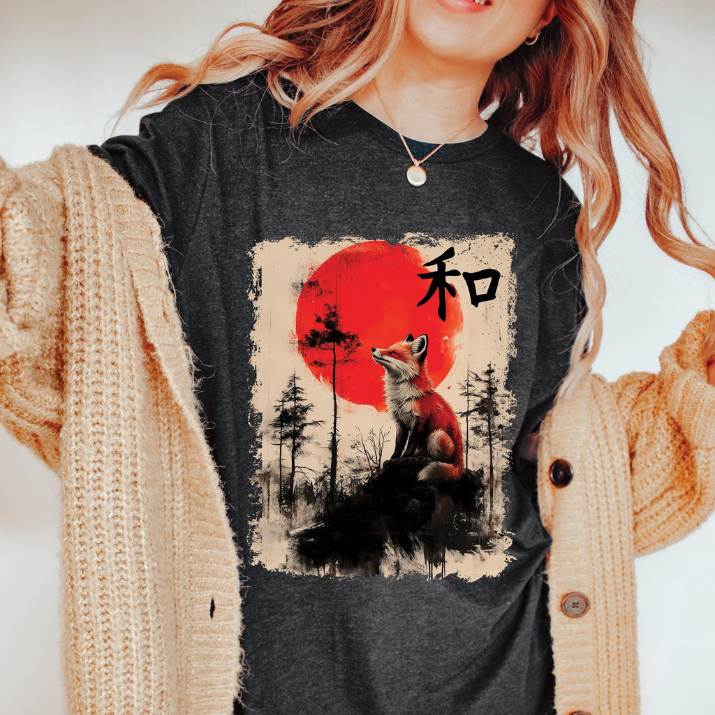 Japanese Fox Kitsune Sakura Cherry Blossom T-Shirt