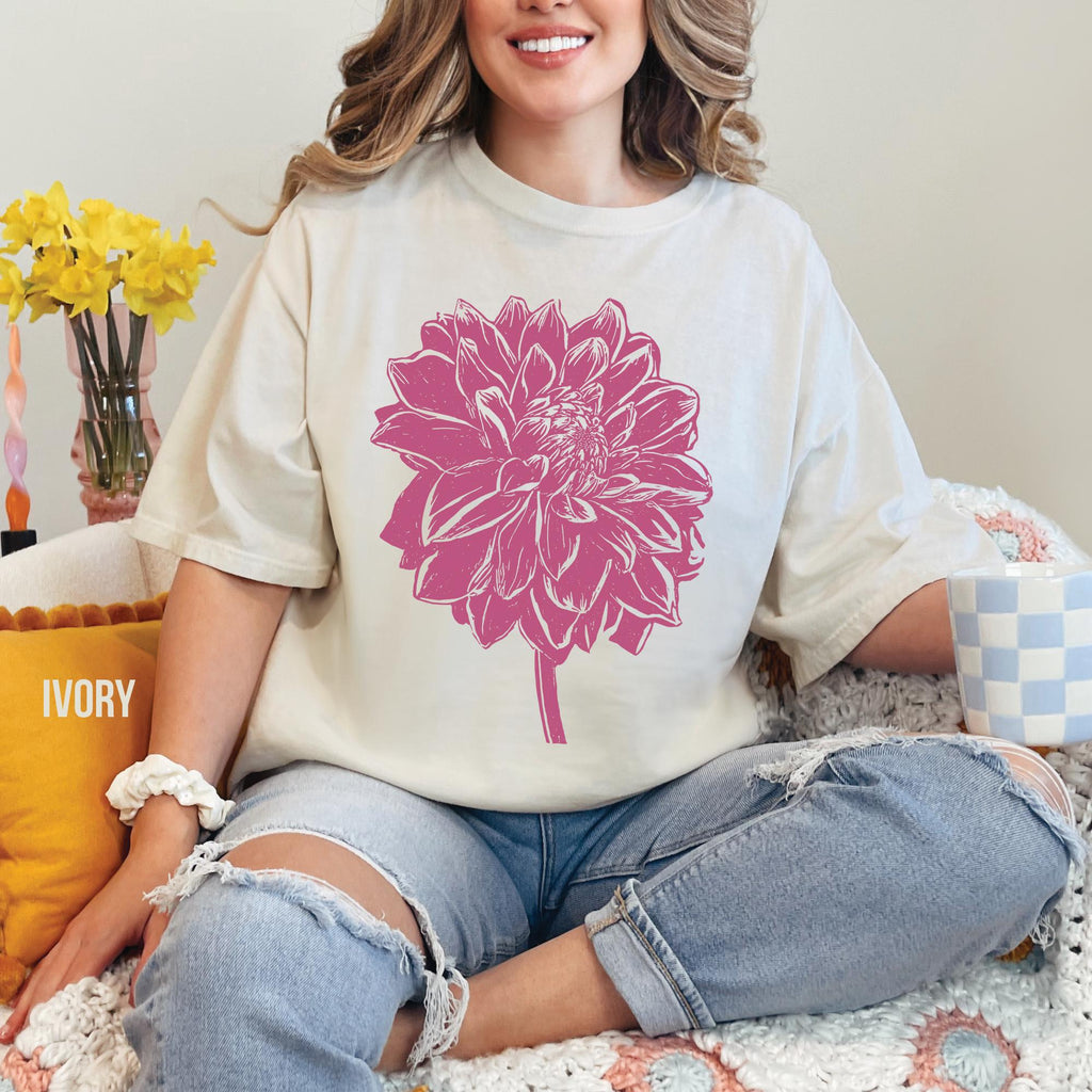Vintage Dahlia Flower T-Shirt