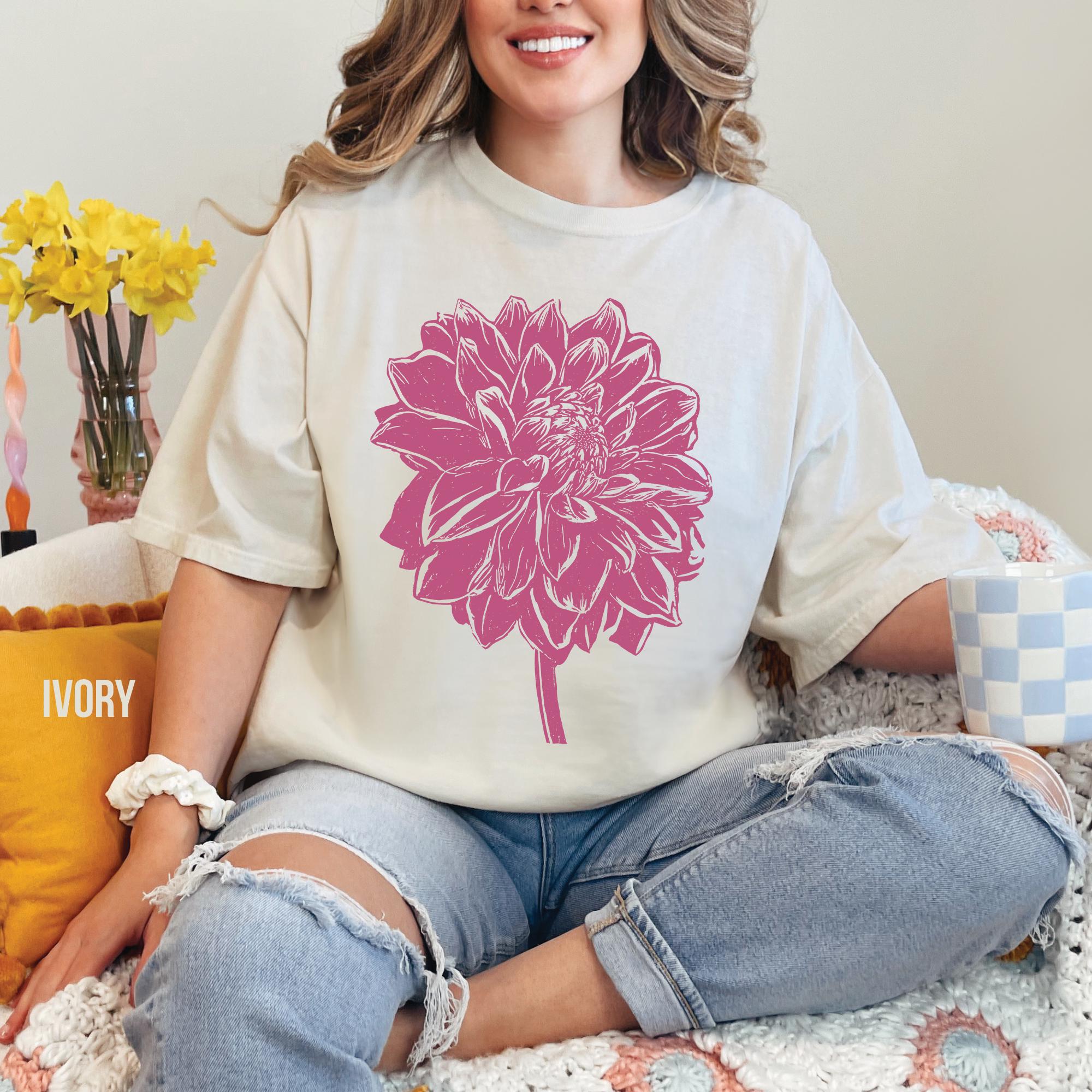 Vintage Dahlia Flower T-Shirt