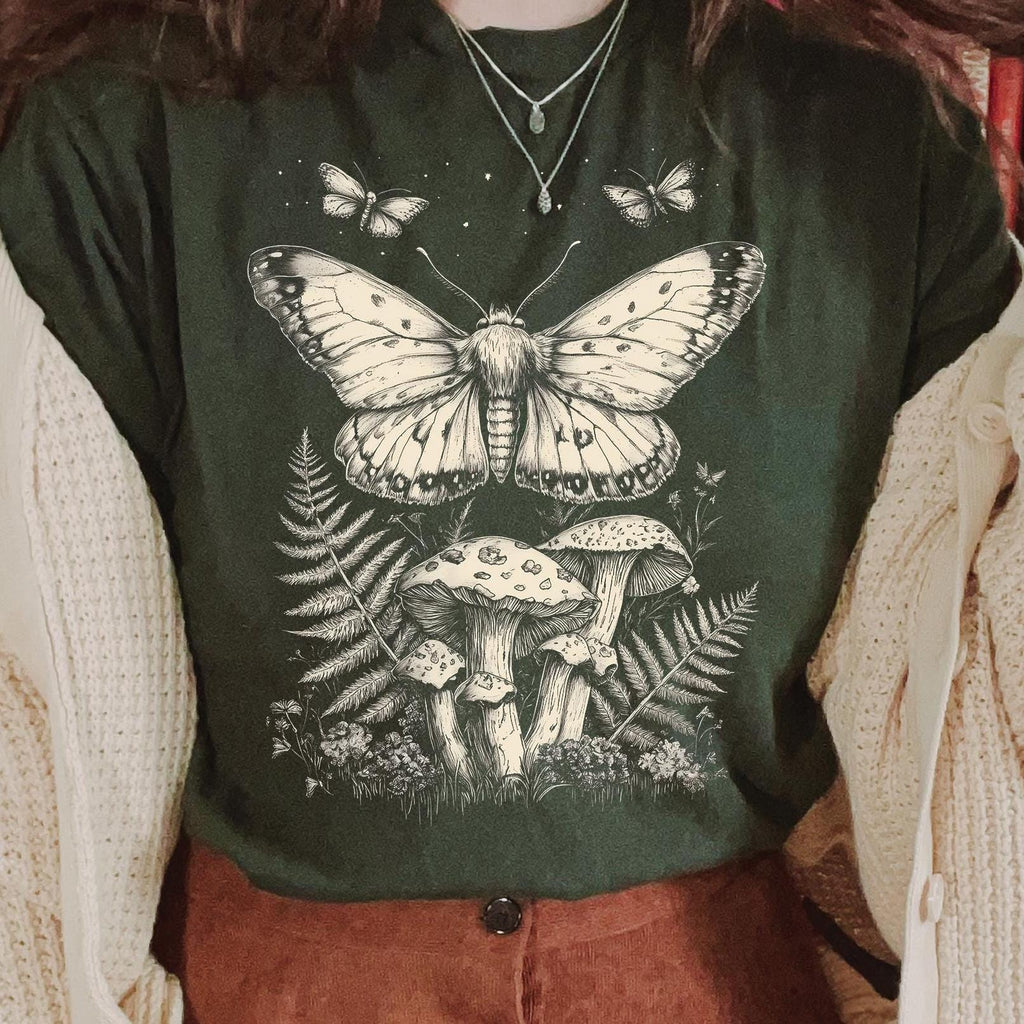 Moth and Mushroom Graphic Shirt