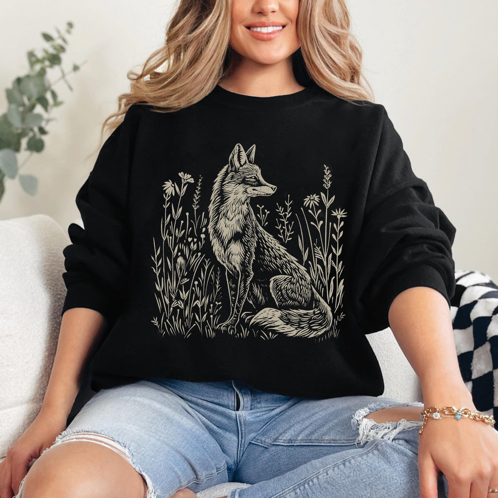Vintage Woodcut Fox Sweatshirt
