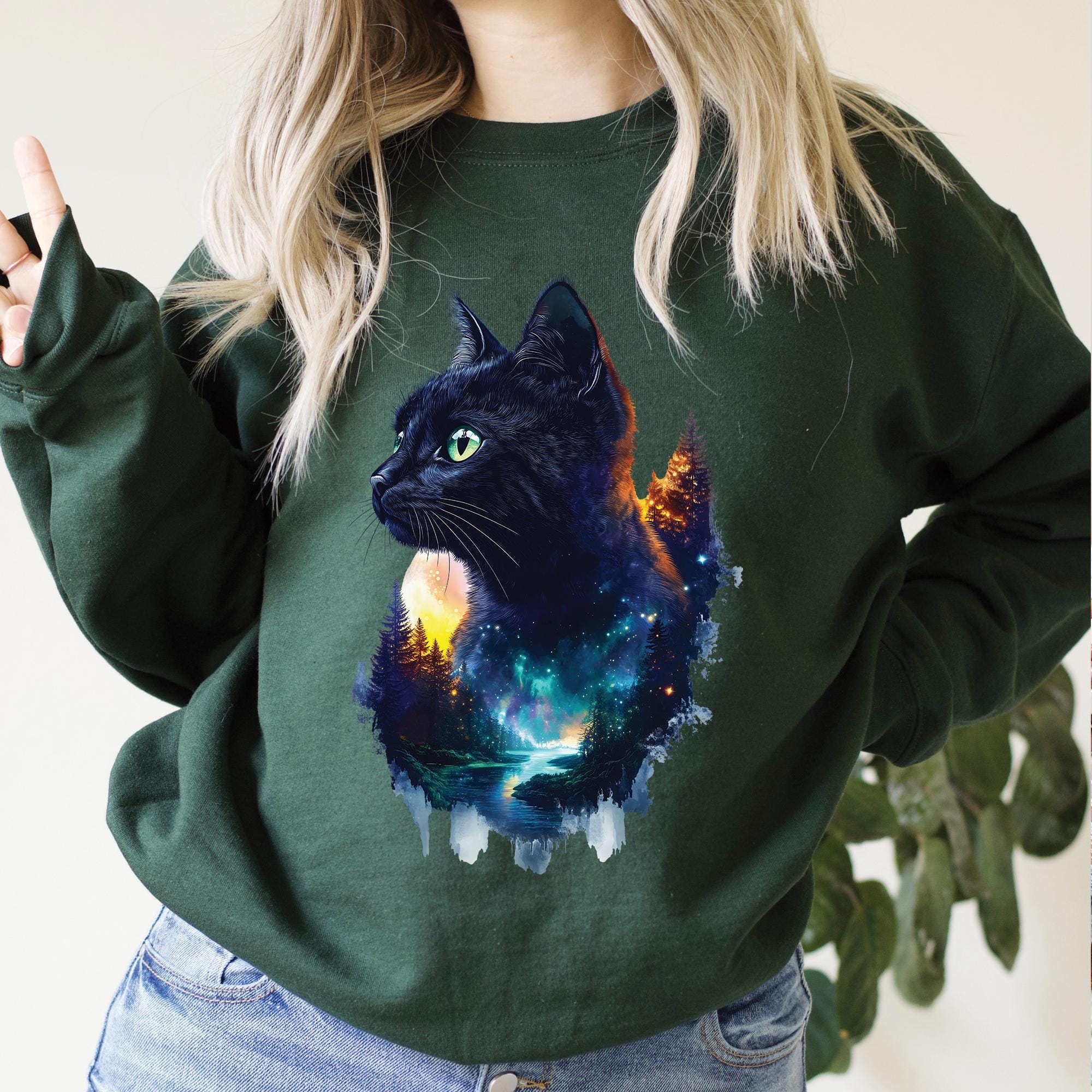 Cat Mountains Forest Sweatshirt