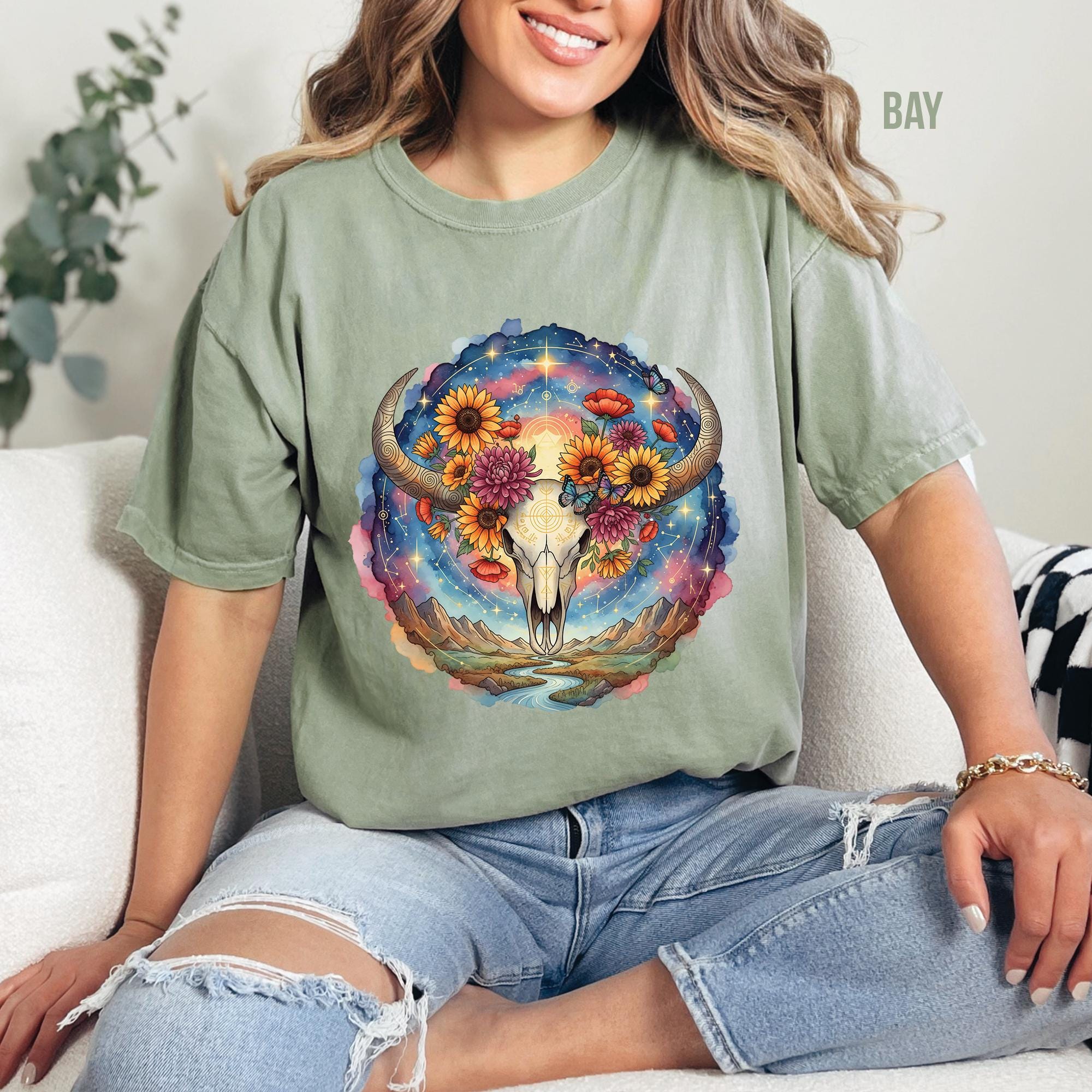 Boho Cow Skull T-shirt