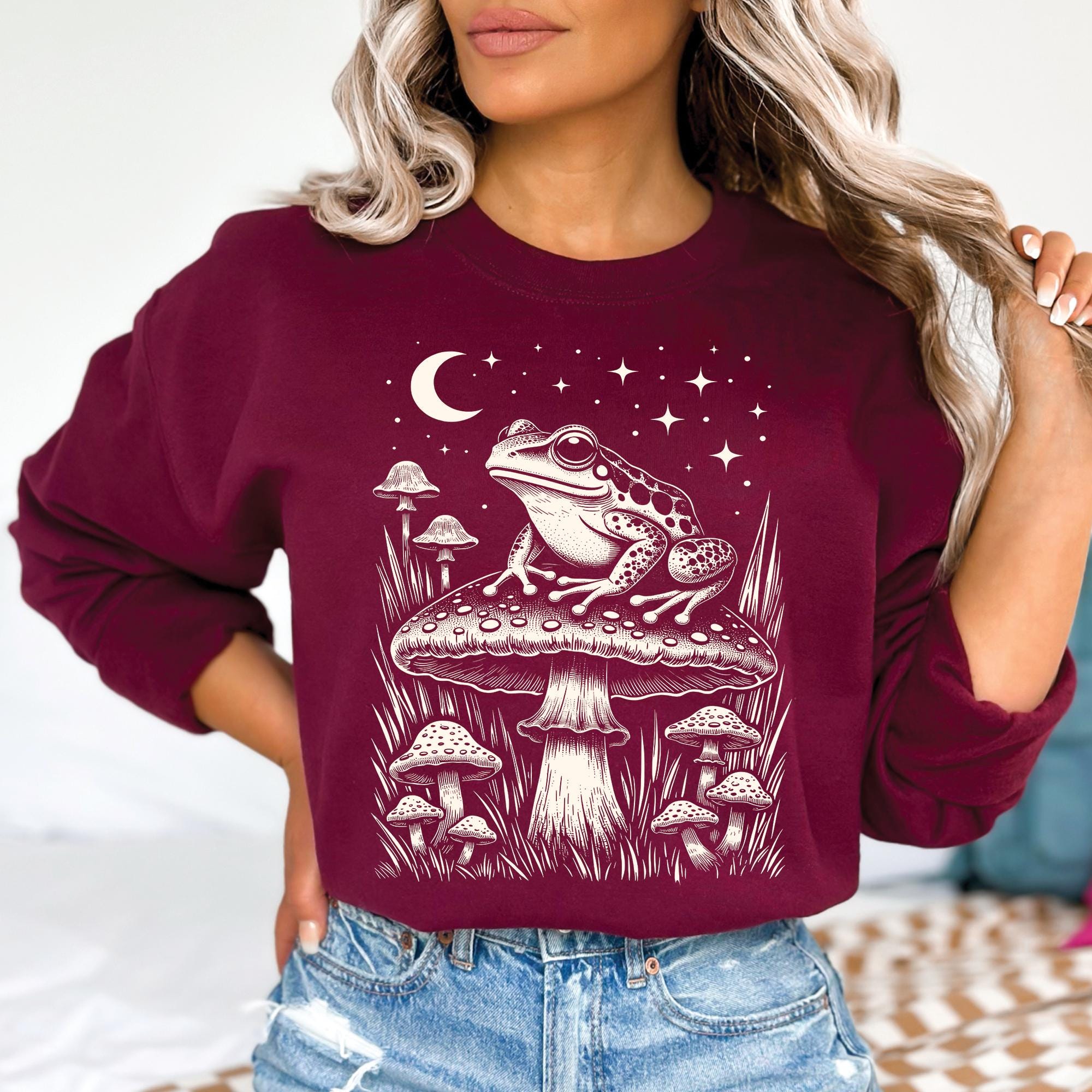 Goblincore Frog Mushroom Sweatshirt