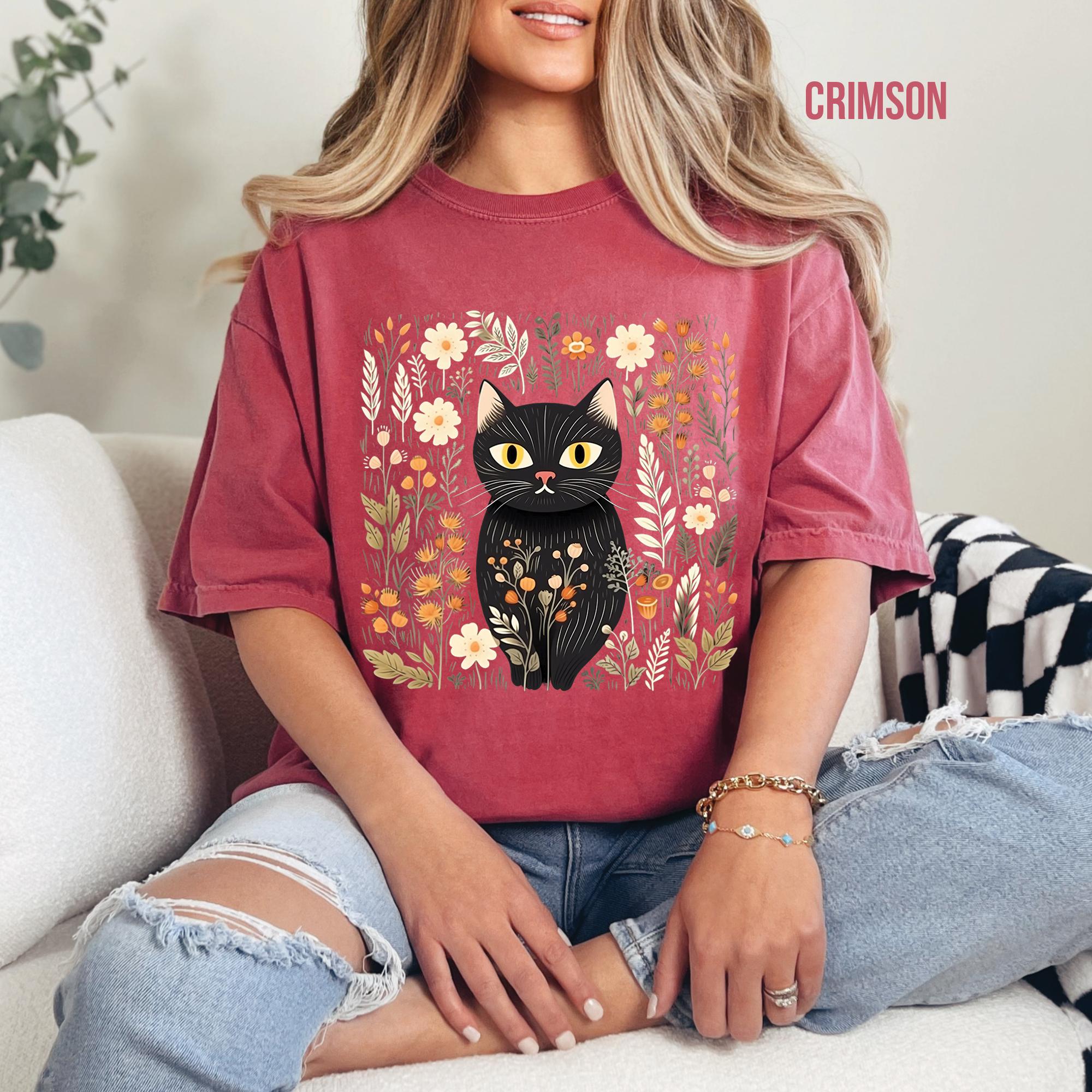 Cottagecore Floral Cat Shirt