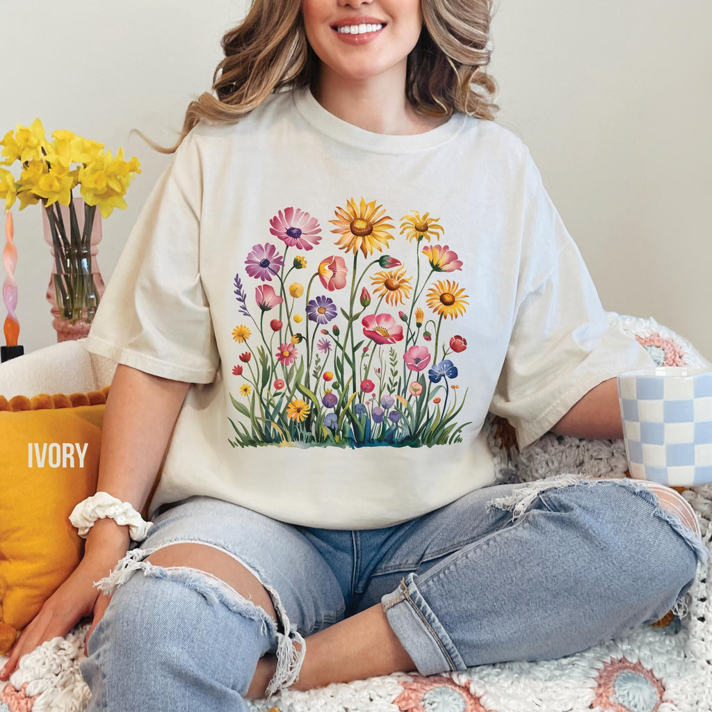 Boho Wildflowers Summer Floral Graphic T-shirt