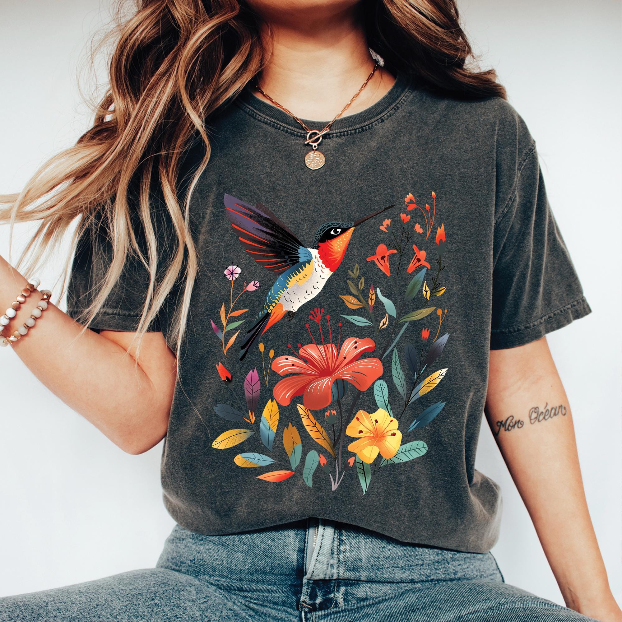 Hummingbird Floral T-shirt
