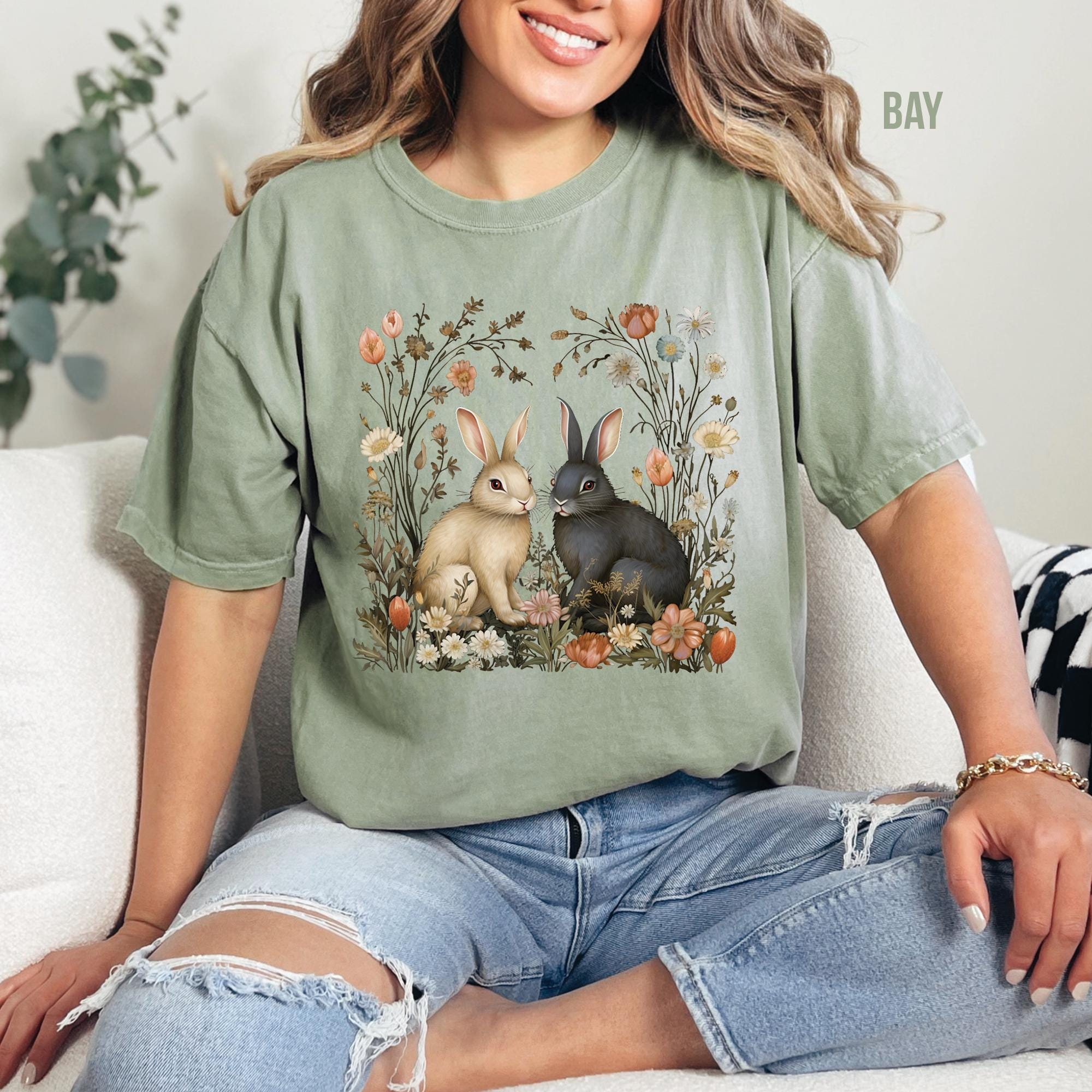 Cottagecore Rabbit Floral Bunnies T-Shirt