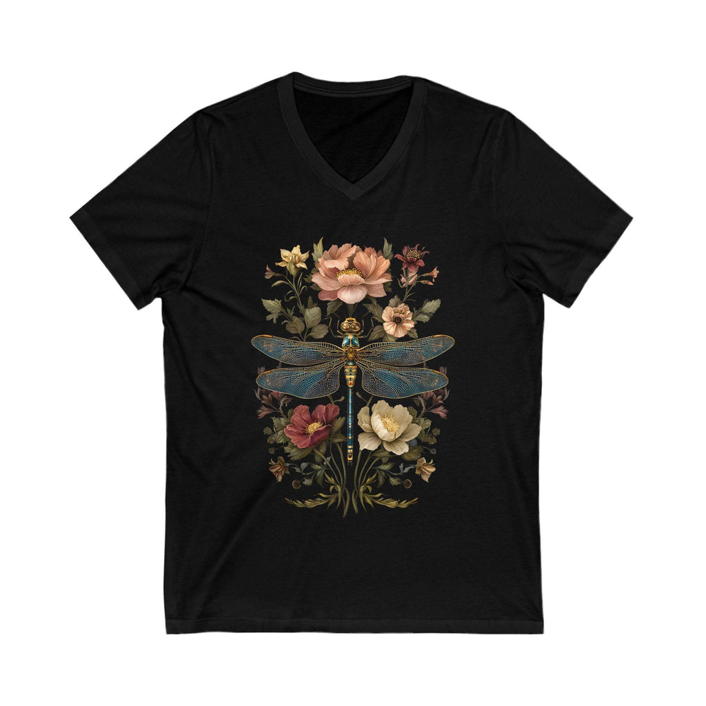 Dragonfly Floral V-neck Shirt