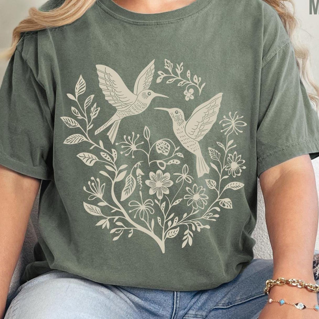 Folk Art Birds and Flowers Shirt