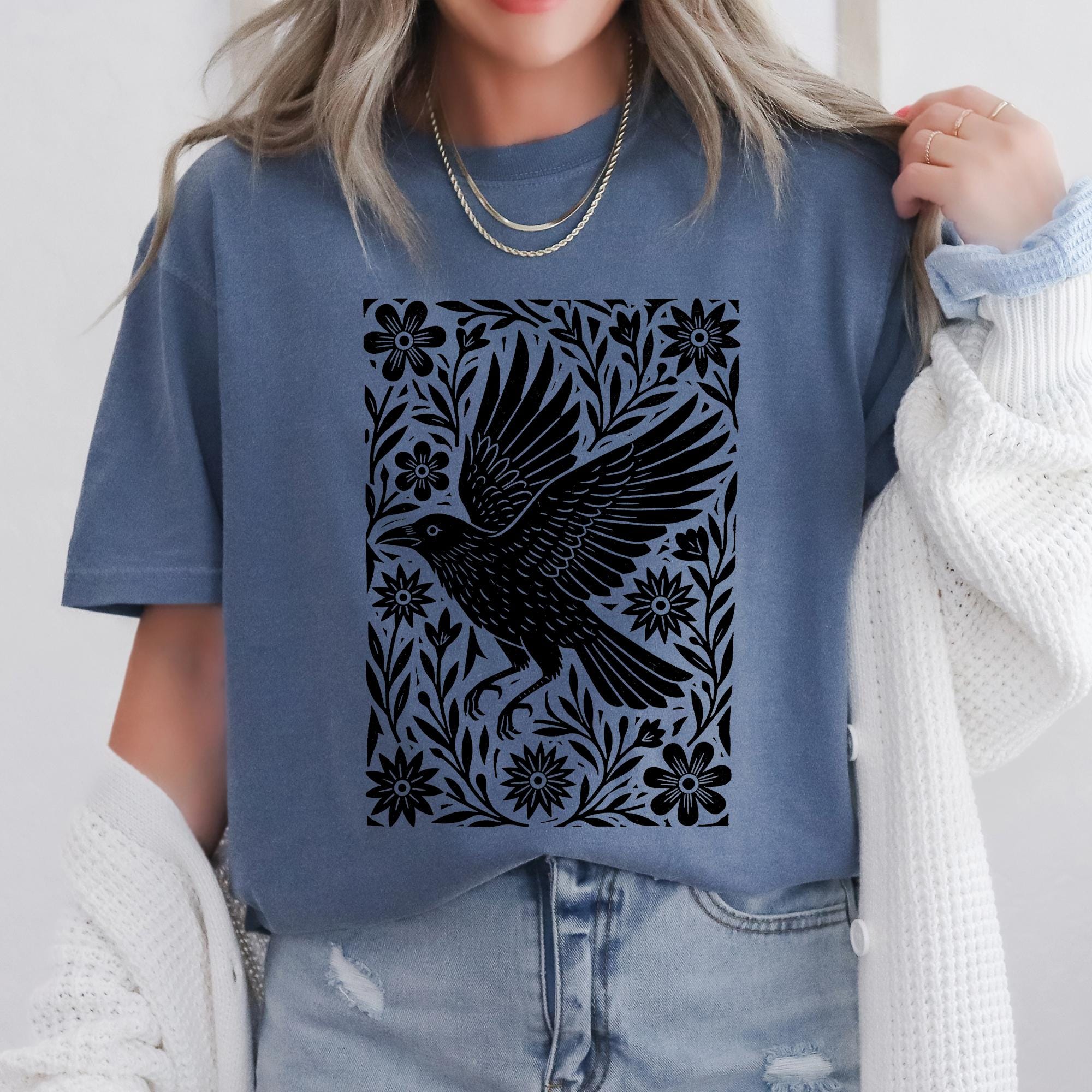 Folklore Crow Lino Print T-shirt