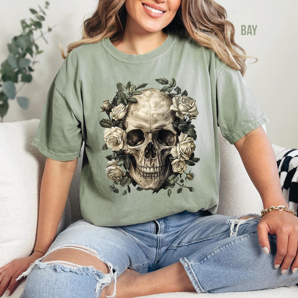 Vintage Skull Roses T- Shirt