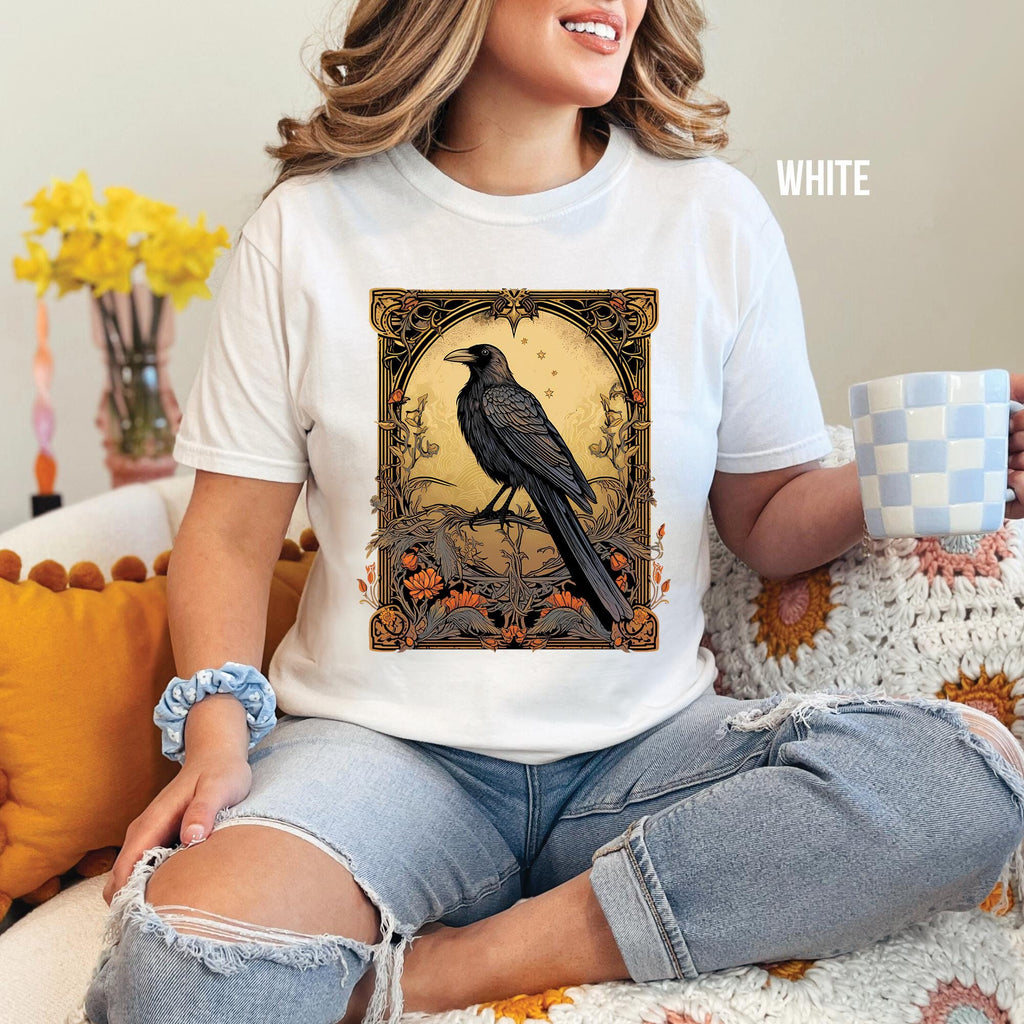 Gothic Raven Tarot Card T-Shirt