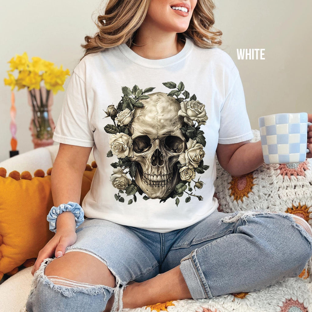 Vintage Skull Roses T- Shirt