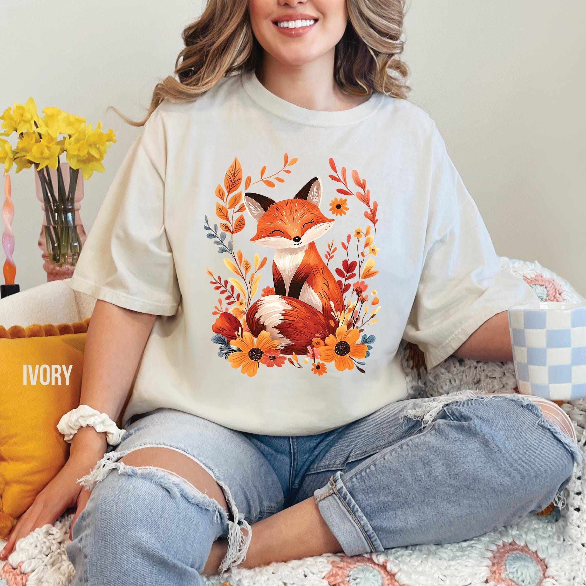 Autumn Floral Fox T-Shirt
