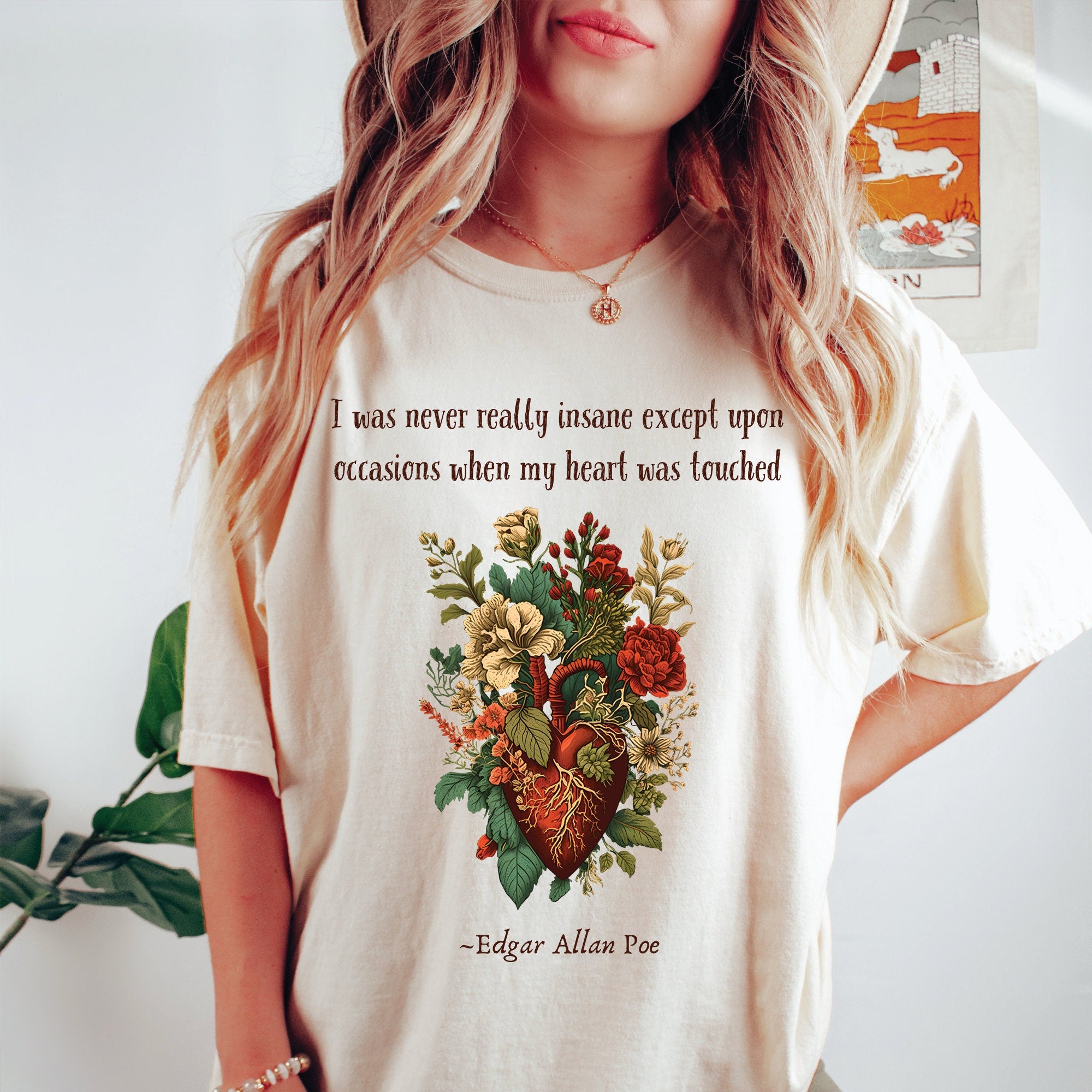 Edgar Allan Poe Floral Heart Shirt