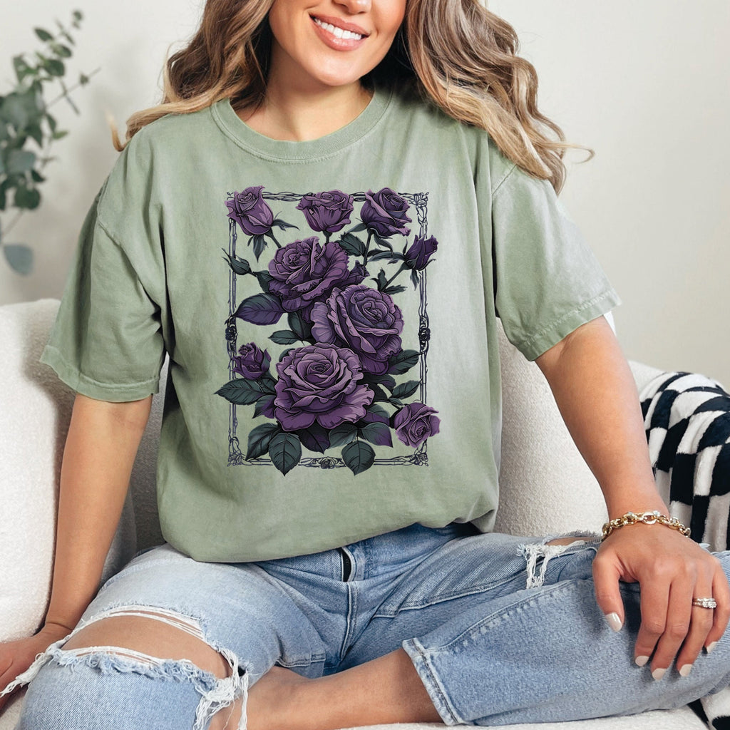 Vintage Gothic Roses Graphic T-Shirt