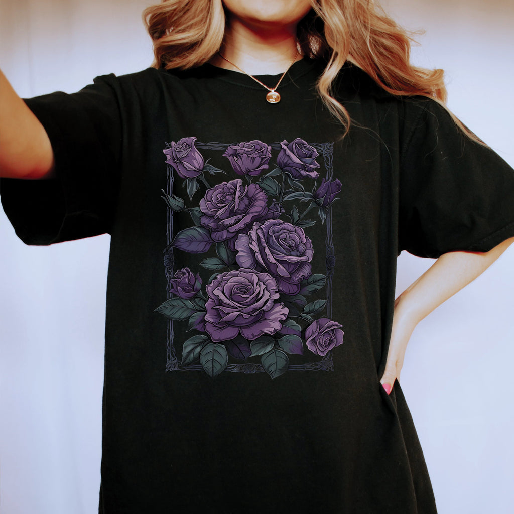 Vintage Gothic Roses Graphic T-Shirt