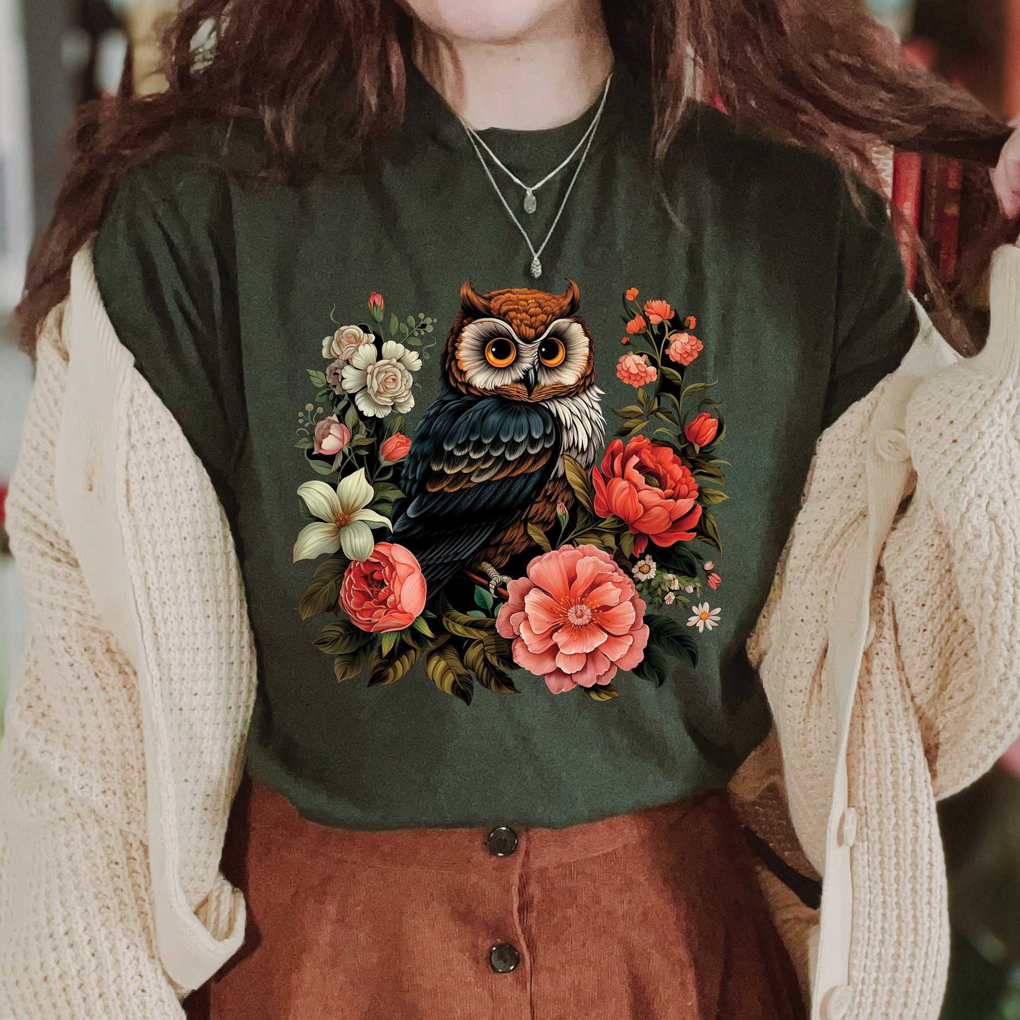 Cute Floral Owl T-Shirt