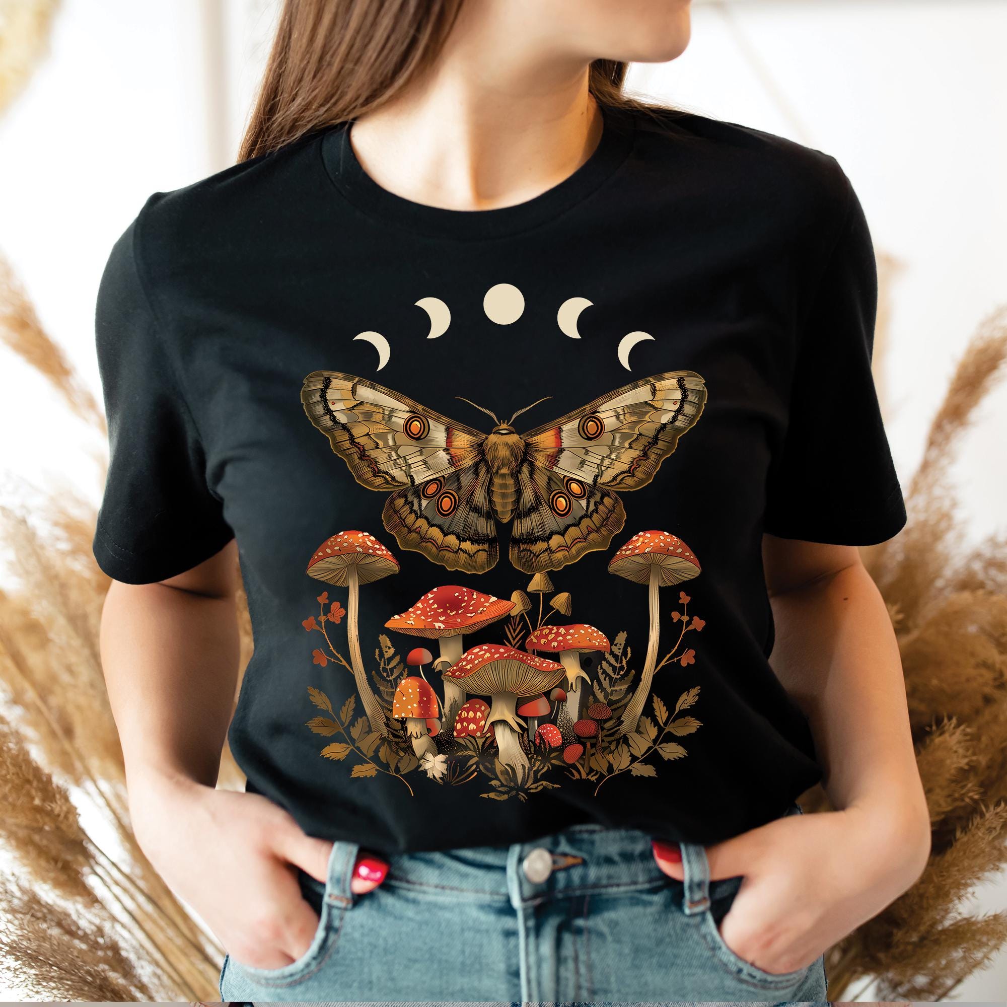 Goblincore Moth Moonphase Mushrooms Shirt