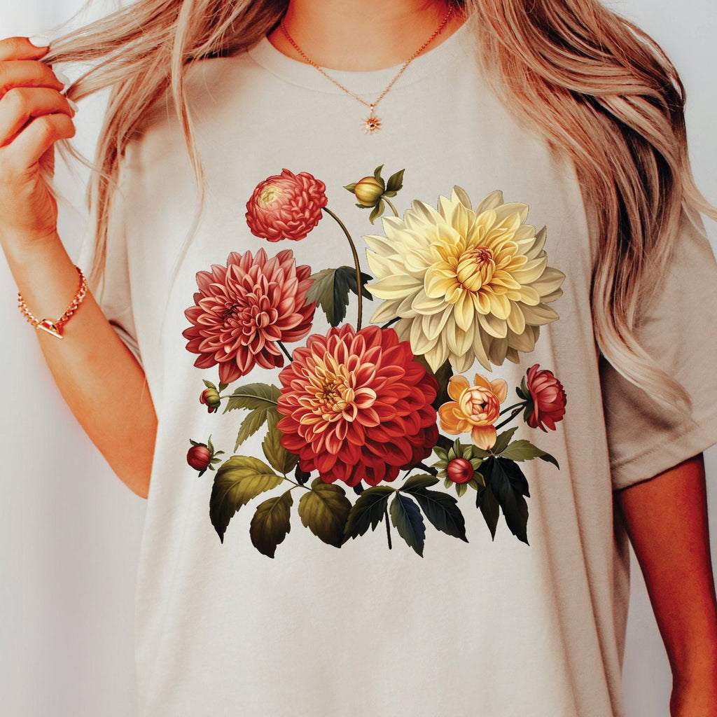 Vintage Dahlias Flowers Shirt