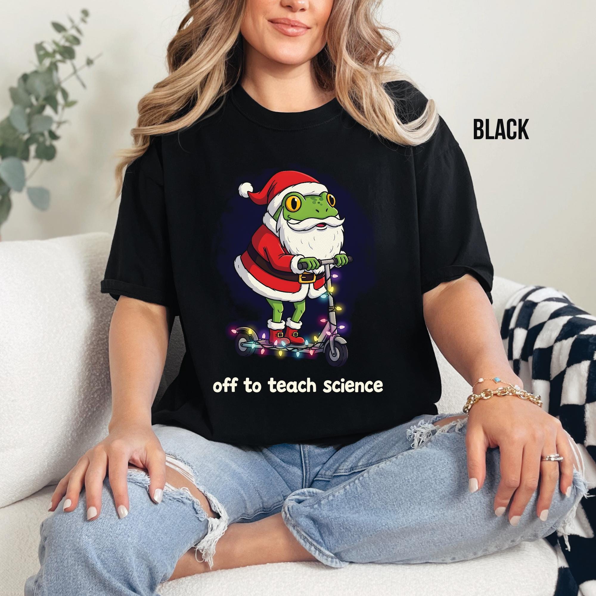 Funny Santa Frog Christmas Lights T-shirt