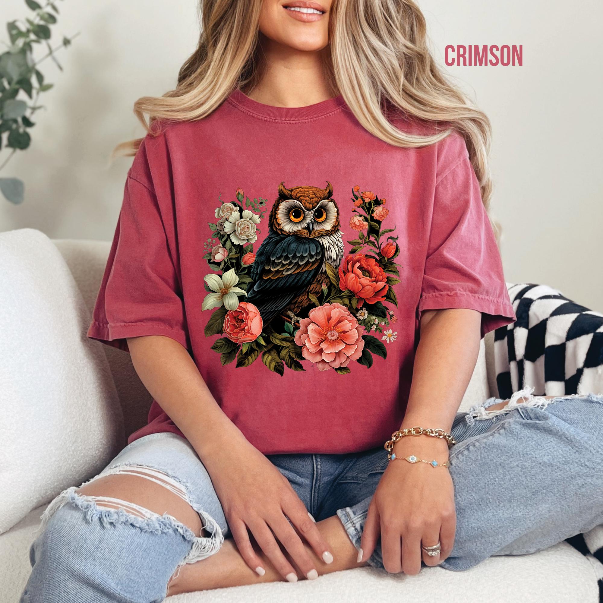 Cute Floral Owl Cottagecore T-Shirt