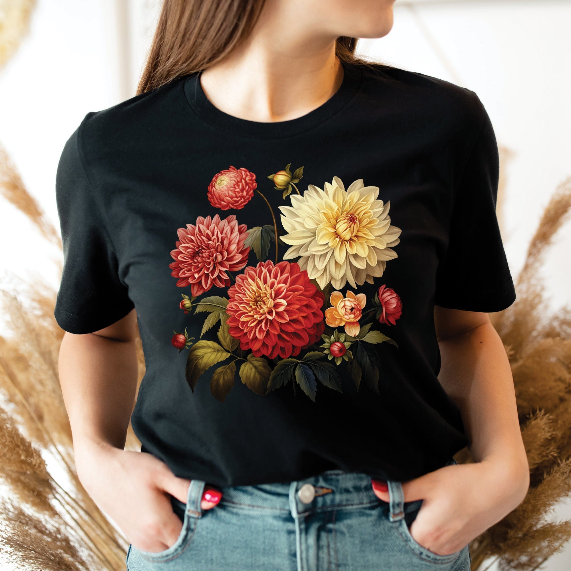 Vintage Dahlias Flowers Shirt