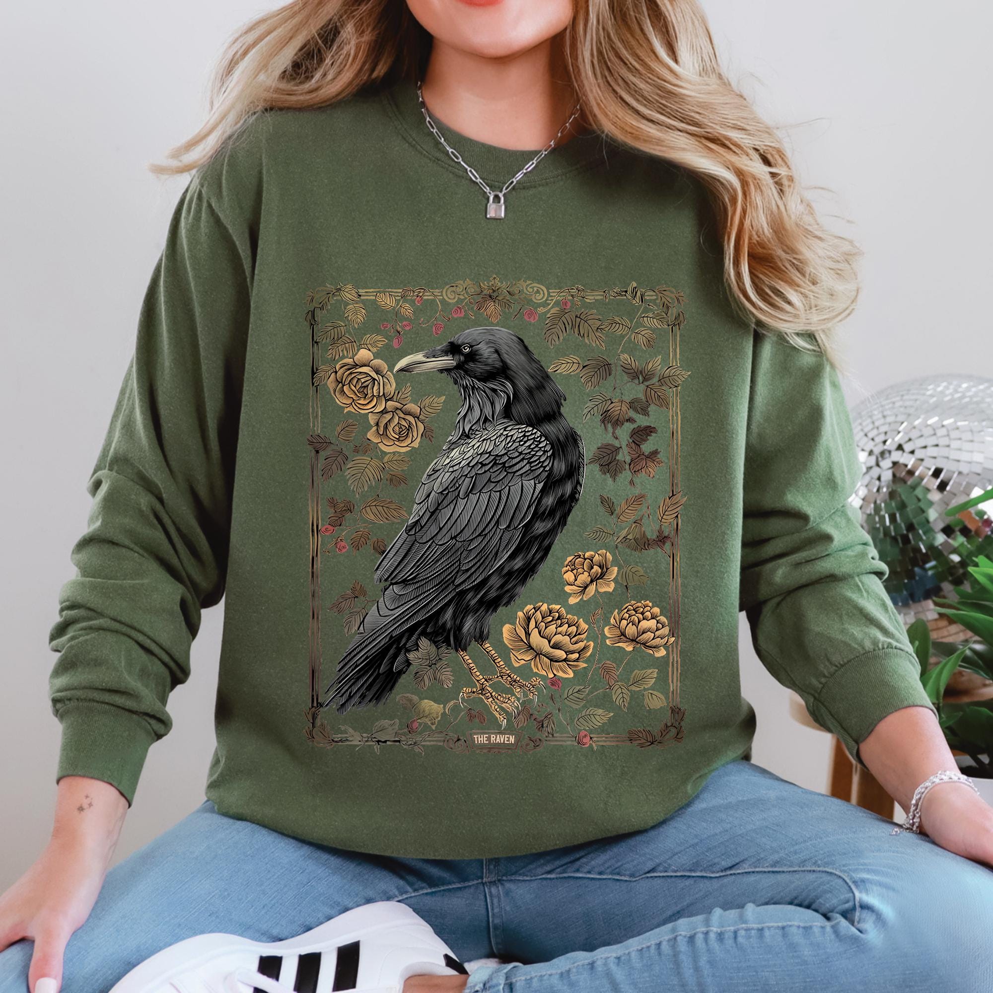 Vintage Raven Tarot Long Sleeve T-Shirt