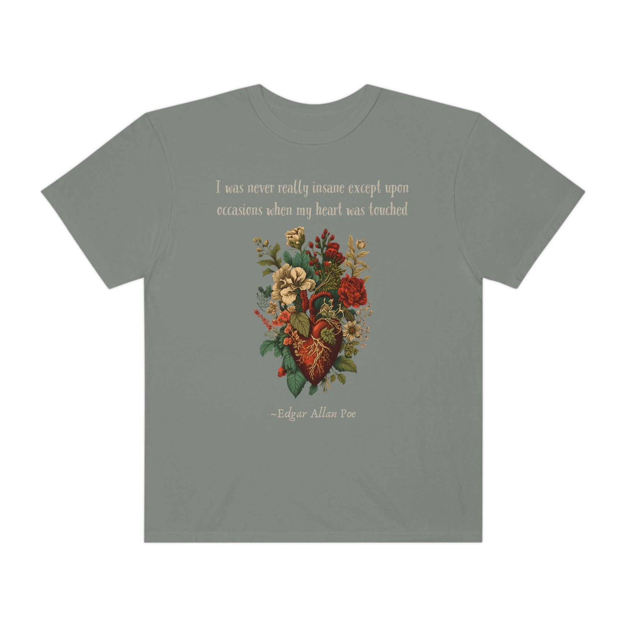 Edgar Allan Poe Floral Heart Shirt