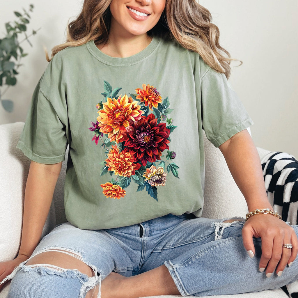 Dahlia Flowers Floral T-Shirt