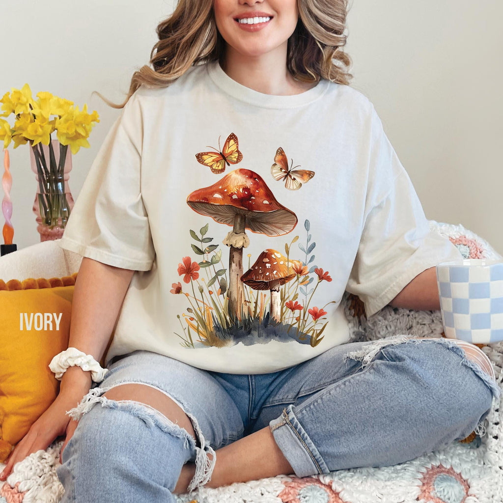 Butterflies Mushroom T-Shirt