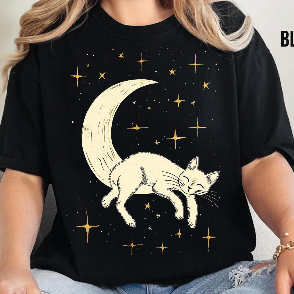 Celestial Moon & Stars Cat T-Shirt