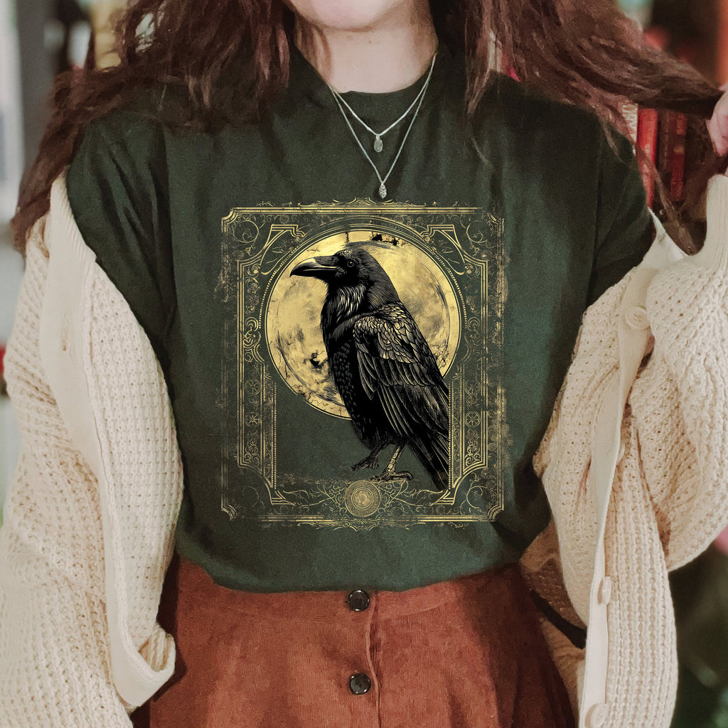 Gothic Raven Vintage Tarot Card T-Shirt