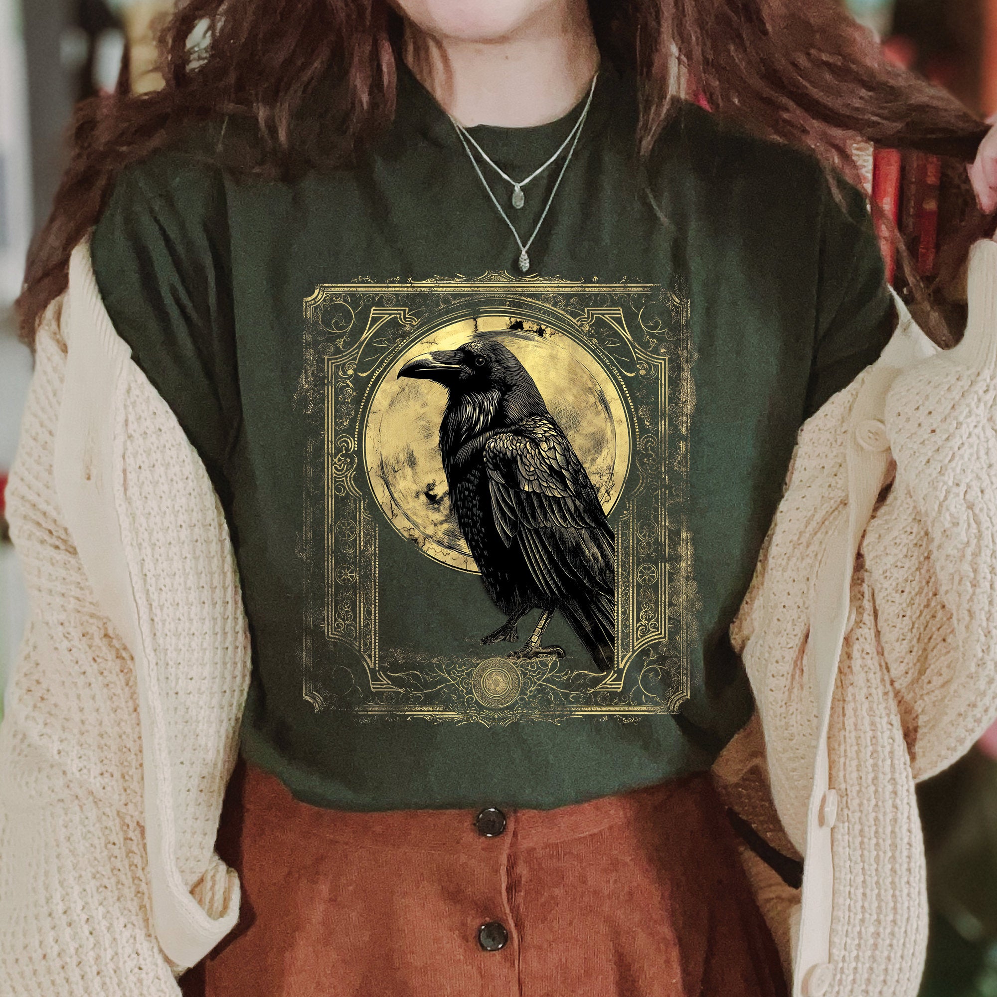 Gothic Raven Vintage Tarot Card T-Shirt