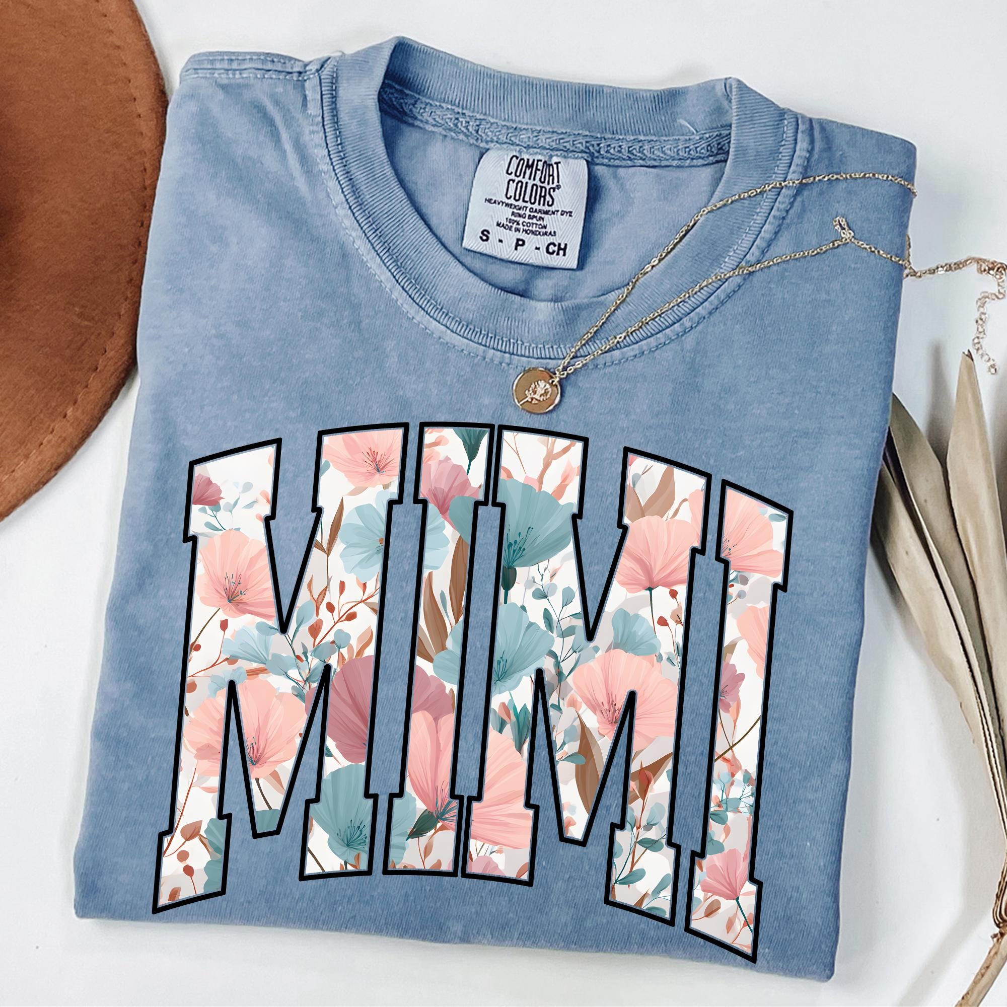 Mimi Grandma Floral Comfort Colors T-Shirt