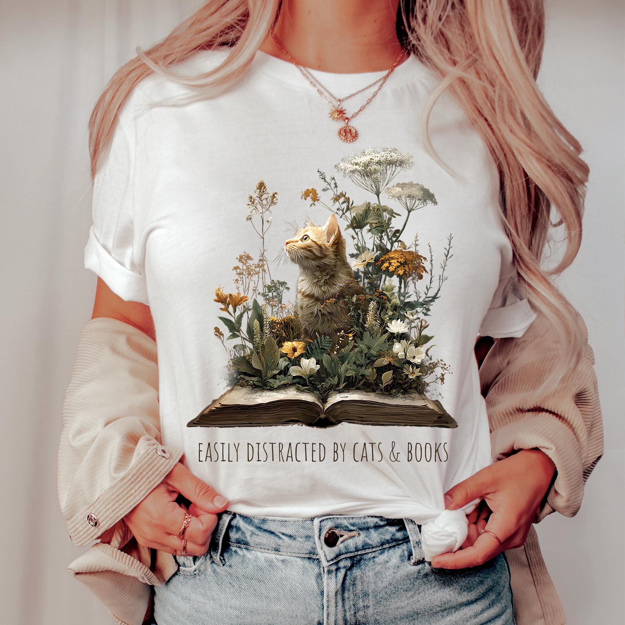 Cat & Book Lover T-Shirt