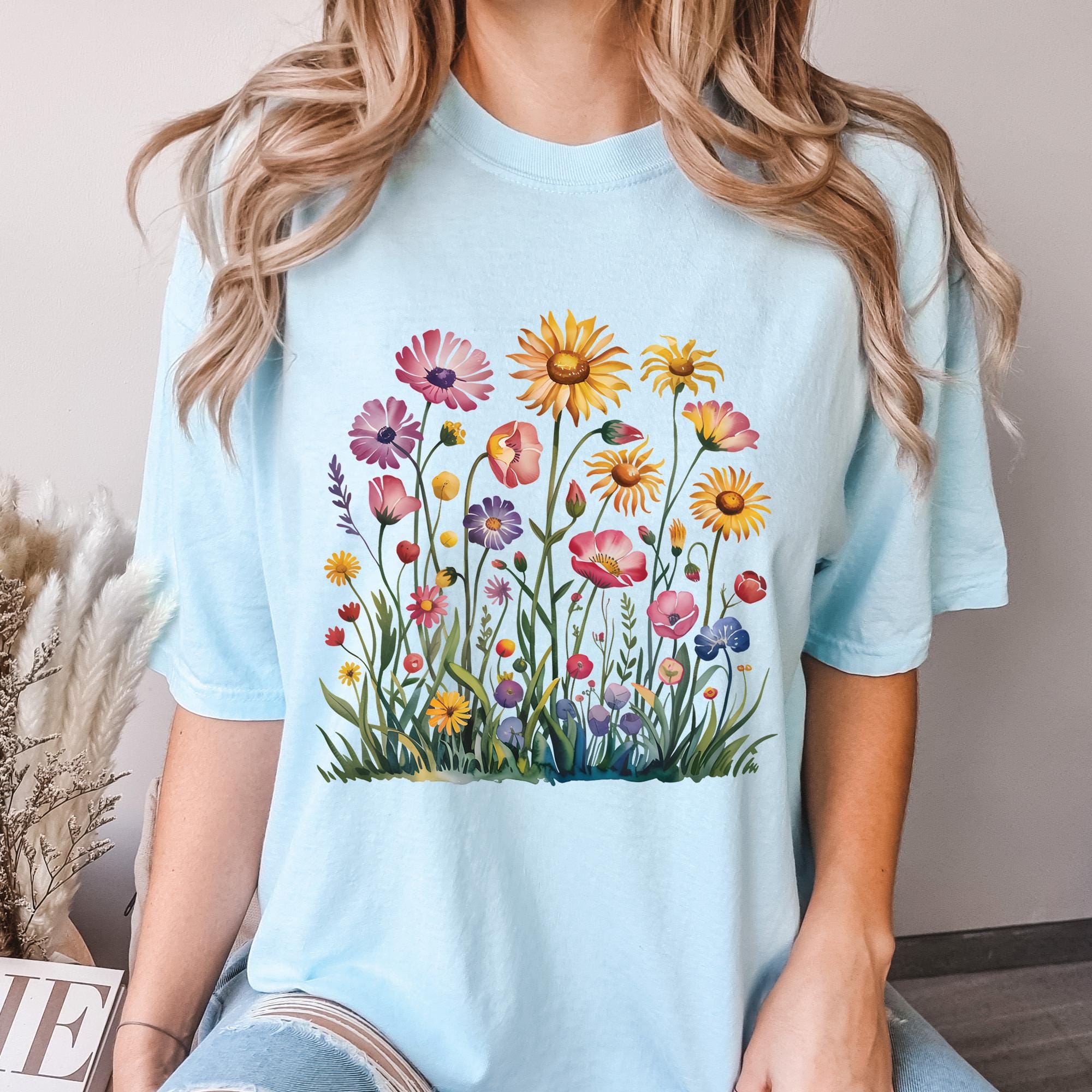 Boho Wildflowers Summer Floral Graphic T-shirt