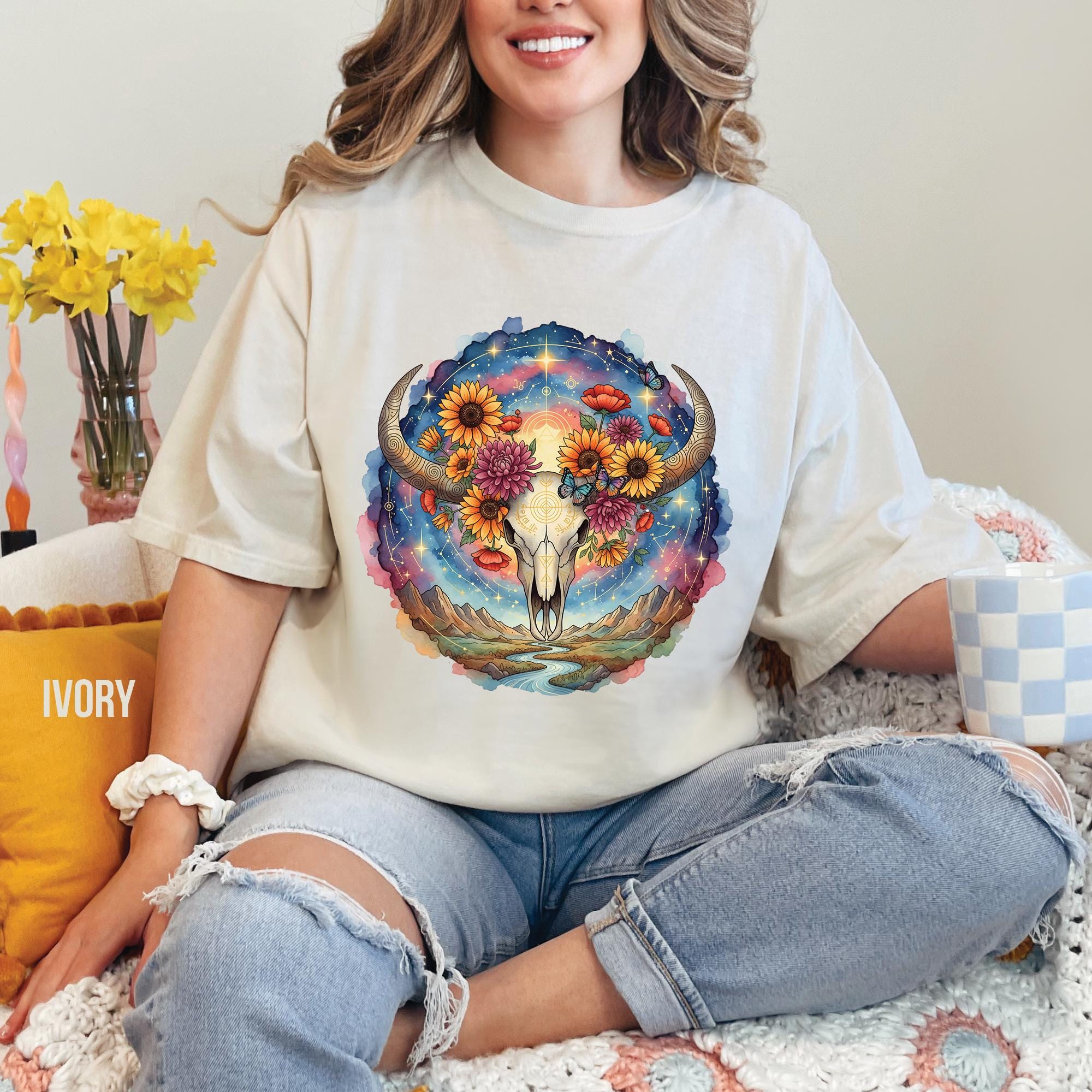 Boho Cow Skull T-shirt