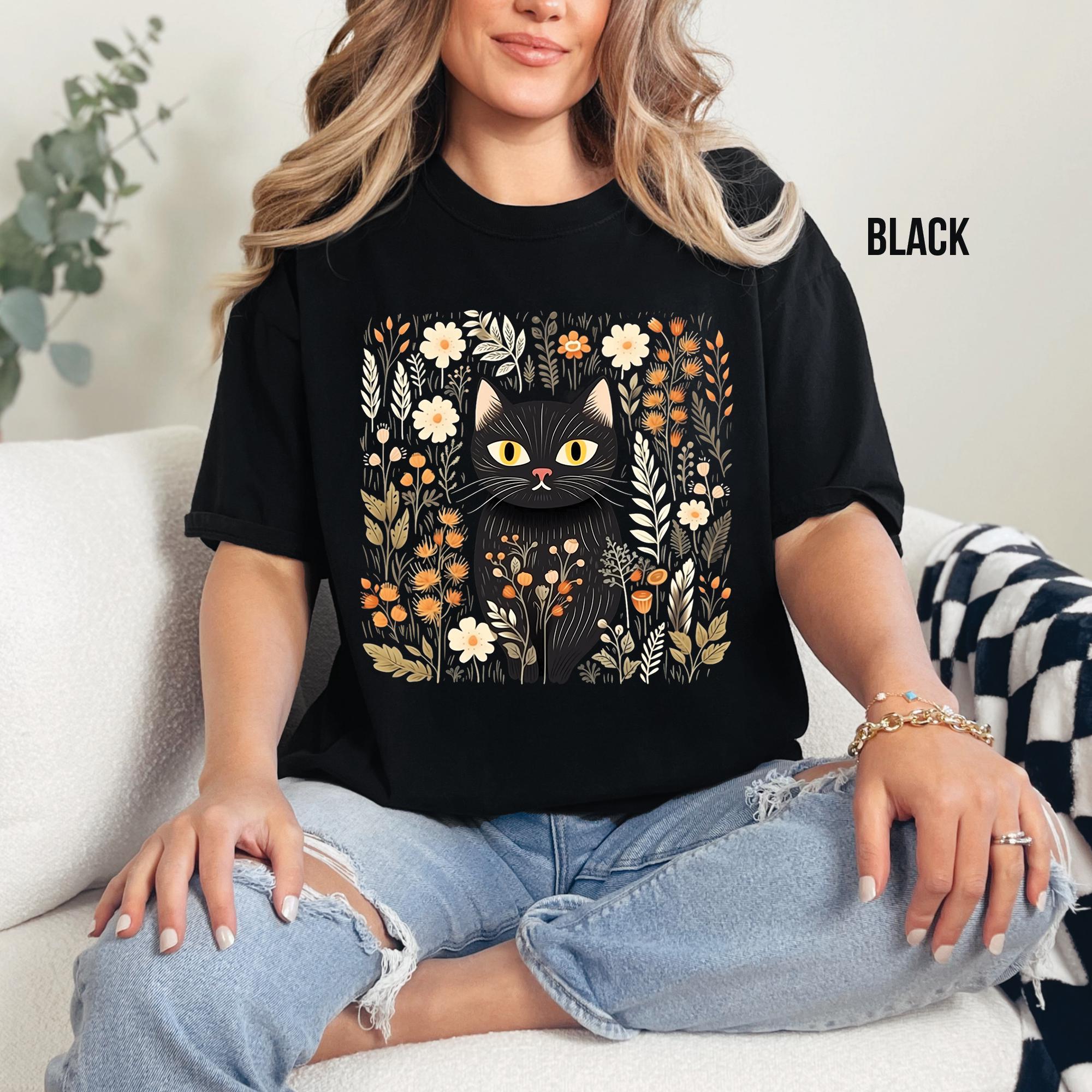 Cottagecore Floral Cat Shirt