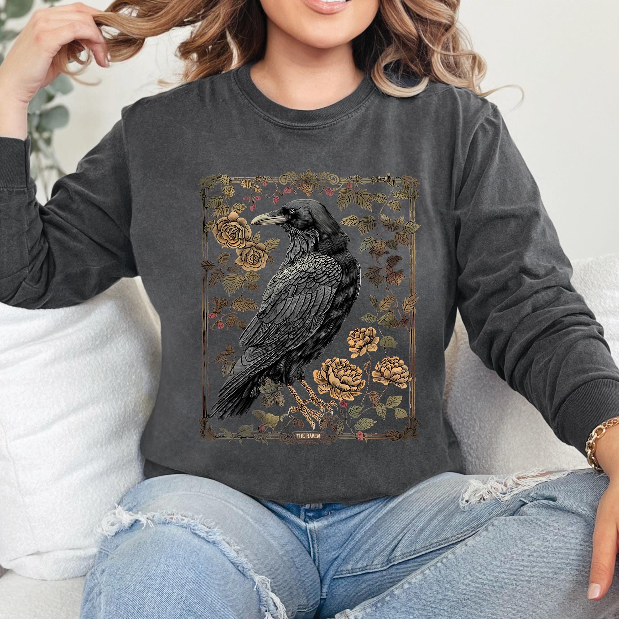 Vintage Raven Tarot Long Sleeve T-Shirt