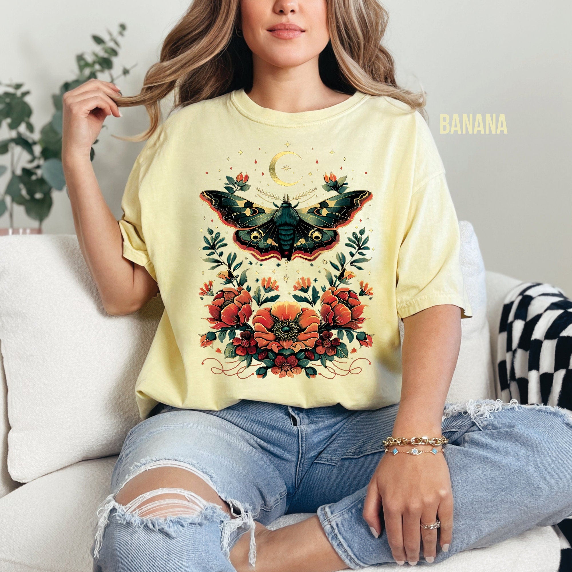 Celestial Moth Flowers Shirt