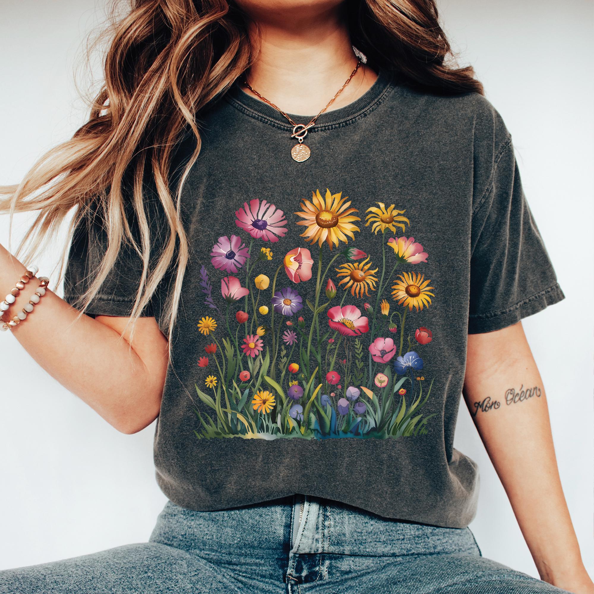 Boho Wildflowers Summer Floral Graphic T-shirt