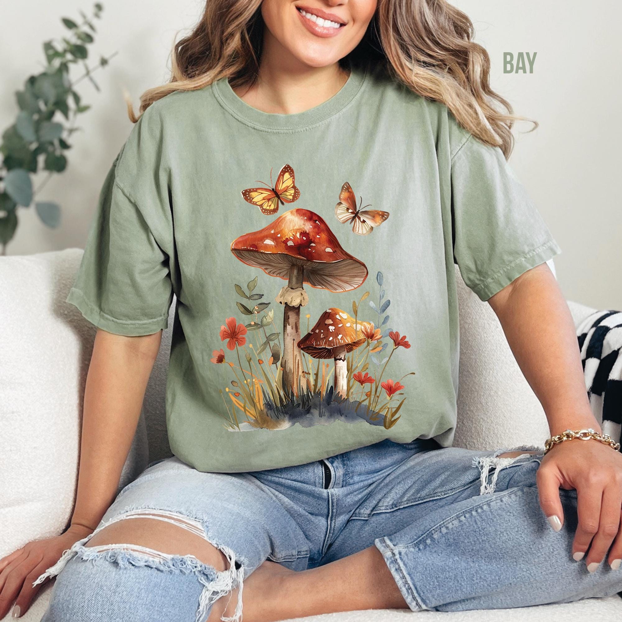 Butterflies Mushroom T-Shirt